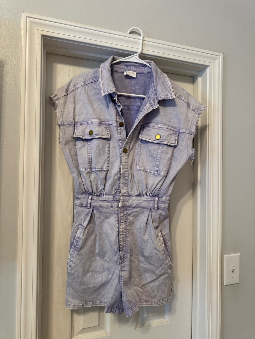 Fate - Lavender Washed Utility Romper Shorts  Size Medium